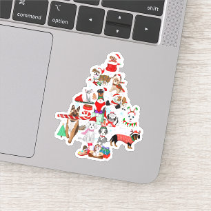 Ein sehr fröhliches Hündchen-Weihnachten Aufkleber