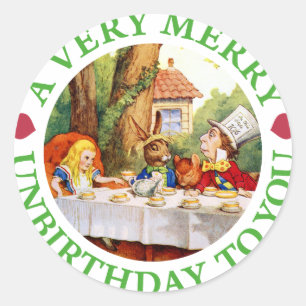 EIN SEHR FRÖHLICHES UNBIRTHDAY ZU IHNEN! RUNDER AUFKLEBER