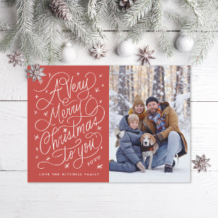 Ein sehr fröhliches Weihnachts-Handschrift-Foto Feiertagskarte