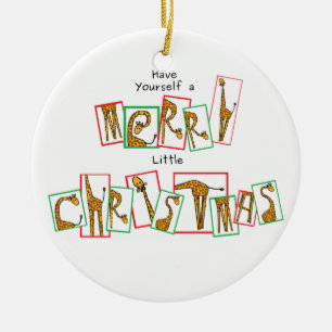 Ein sehr Giraffen-Weihnachten - Buchstaben Keramik Ornament