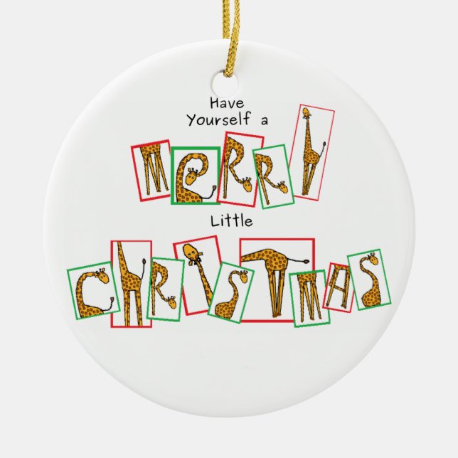 Ein sehr Giraffen-Weihnachten - Buchstaben Keramik Ornament (Vorne)