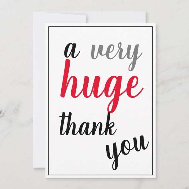 Ein sehr großer Dank, dass Sie Red Black Gray schä Dankeskarte (Vorderseite)