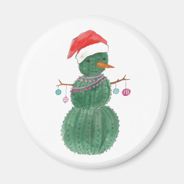Ein sehr kaktischer Weihnachtsschneemann Magnet (Vorne)