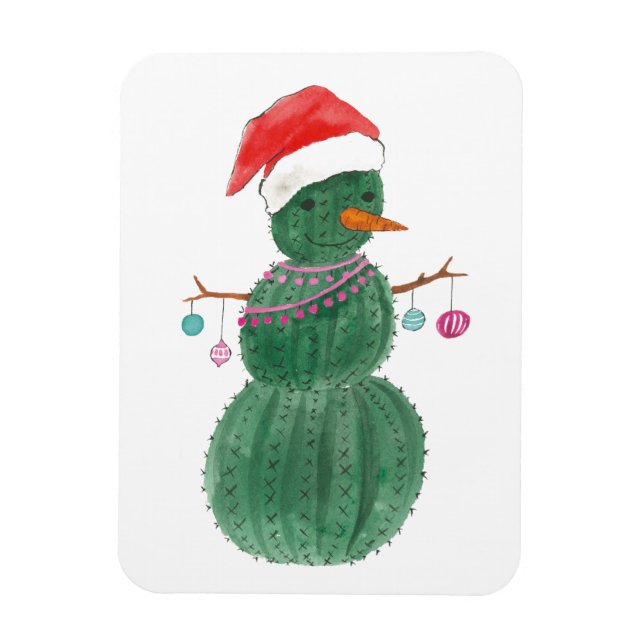 Ein sehr kaktischer Weihnachtsschneemann Magnet (Vertikal)