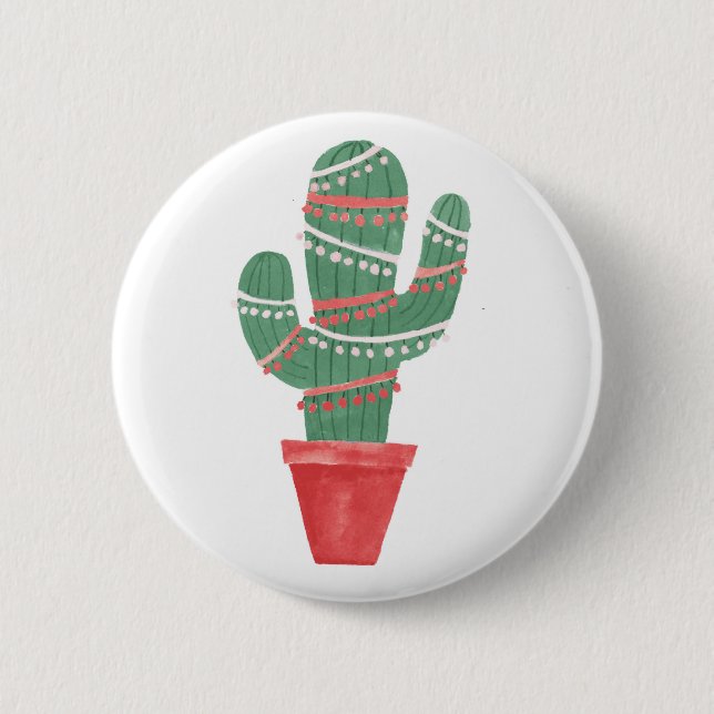 Ein sehr Kaktus-Weihnachtsbaum Button (Vorderseite)