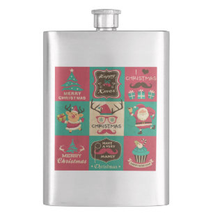 Ein sehr manches Weihnachts-Mustache-Collage Flachmann