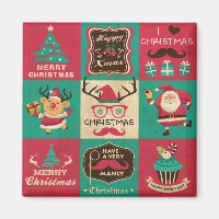 Ein sehr manches Weihnachts-Mustache Collage Magne
