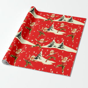 Ein sehr retro fröhliches und helles Weihnachts-Pi Geschenkpapier