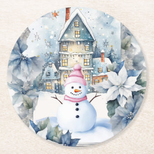 EIN SEHR SCHNEE CHRISTMAS GREETING RUNDER PAPPUNTERSETZER