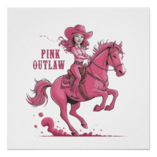 Ein selbstbewusstes Cowgirl, das auf einem geselli Poster