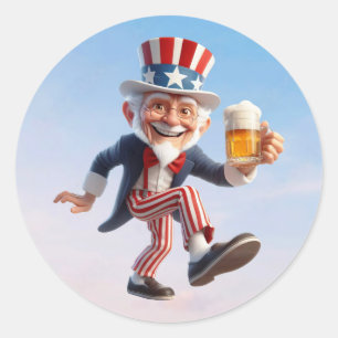 Ein Seniorenbürger, der als Onkel Sam verkleidet i Runder Aufkleber