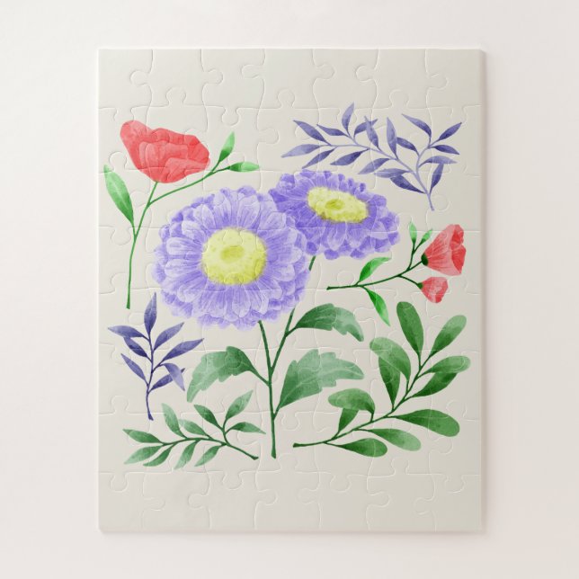 Ein Set Blume in Aquarellfarben (Vertikal)