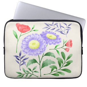 Ein Set Blume in Aquarellfarben Laptopschutzhülle