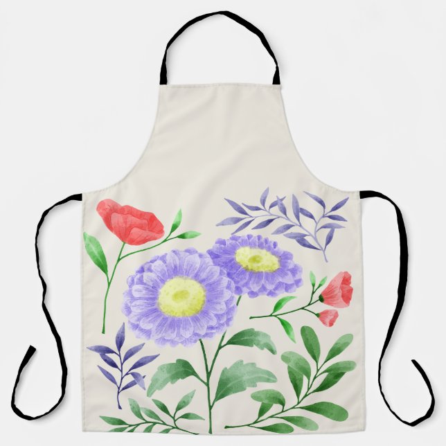 Ein Set Blume in Aquarellfarben Schürze (Vorderseite)