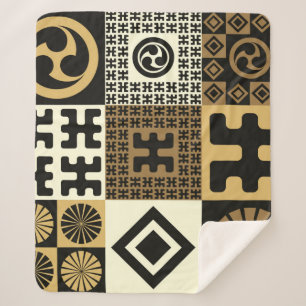 Ein Set japanischer Stilrichtungen, nahtlose Muste Sherpadecke