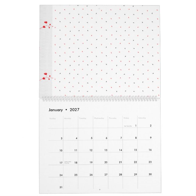 Ein Set mit viel Schwarz-Weiß-Design Kalender (Jan 2027)
