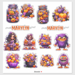 EIN SET NIEDLICHER, FARBENFARBIGER TRICK ODER BEHA AUFKLEBER