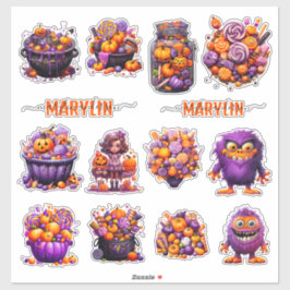 EIN SET NIEDLICHER, FARBENFARBIGER TRICK ODER BEHA AUFKLEBER