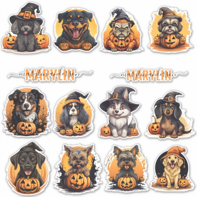 EIN SET VON CUSTOM HALLOWEEN HUNDERBREEDS PUMPKIN AUFKLEBER (Vorderseite)