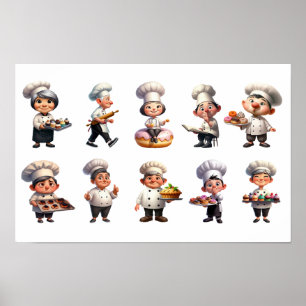 Ein Set von Konditorei-Koch für die Kamera Poster