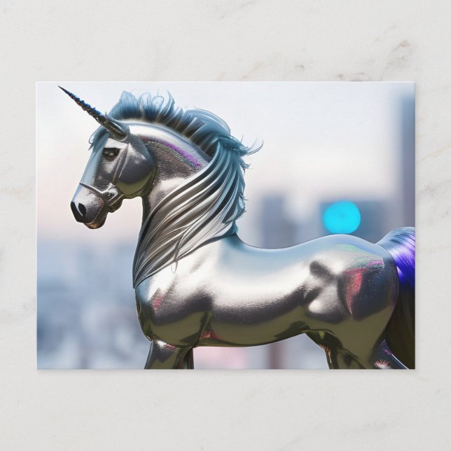 Ein Silber Einhorn Postkarte (Vorderseite)