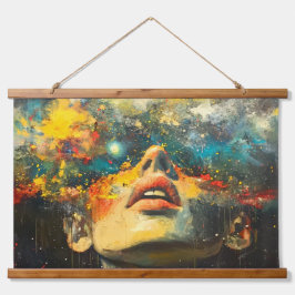 Ein Simulatives Universum Wandteppich Mit Holzrahmen