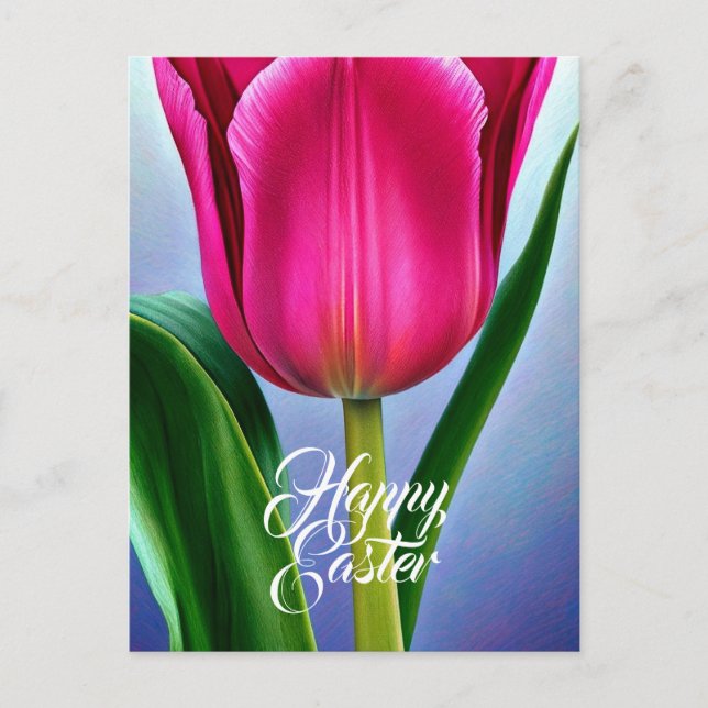 Ein Single Pink Tulip Holiday Oster Postkarte (Vorderseite)