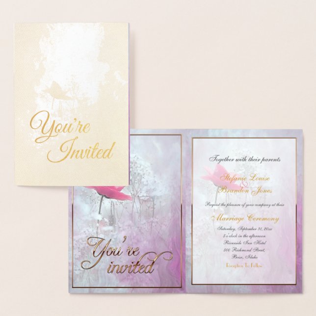 Ein Single Rosa/Goldfolie Folienkarte (Anzeige)