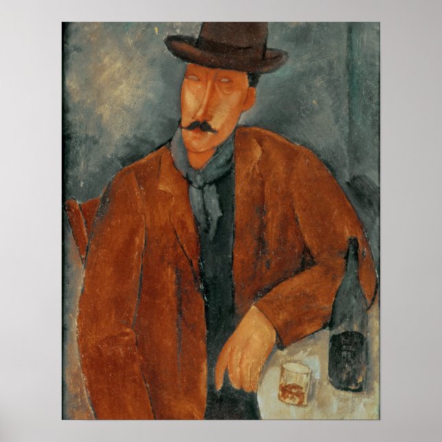 Ein sitzender Mann, der auf einem Tisch sitzt Poster (Vorne)