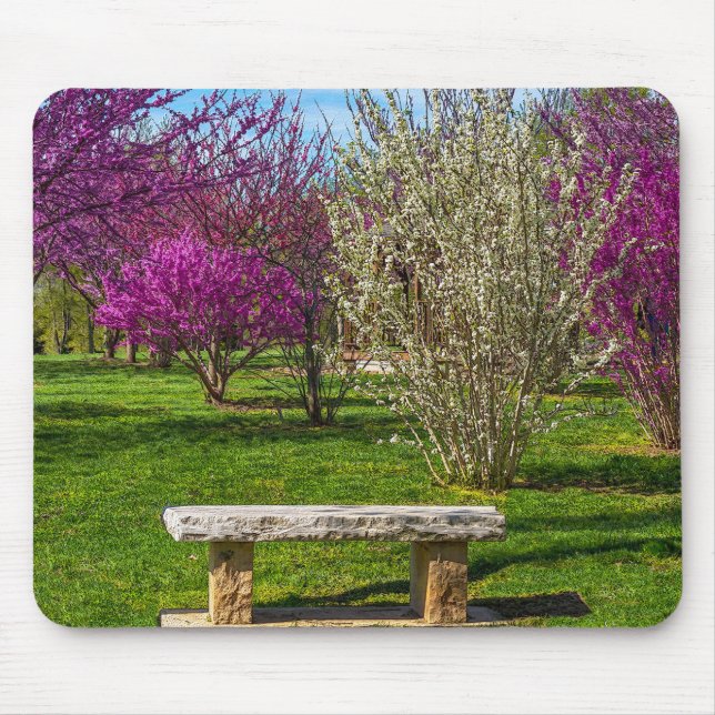 Ein Sitzplatz im Frühling Mousepad (Vorne)