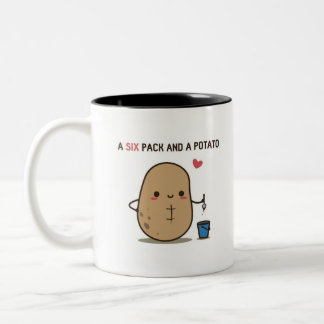 Ein Sixpack und eine Kartoffel Zweifarbige Tasse