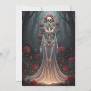 Ein skelettartiges Mädchen trägt ein Hochzeitsklei Einladung