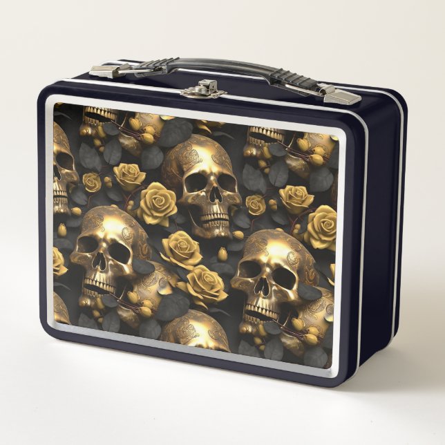 Ein Skull und Rose Serie Design 8 Metall Brotdose (Vorderseite)