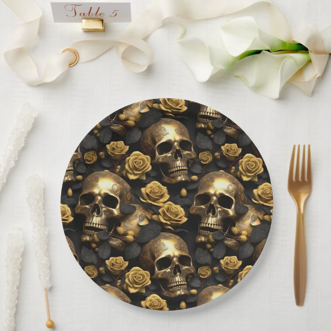 Ein Skull und Rose Serie Design 8 Pappteller (Hochzeit)