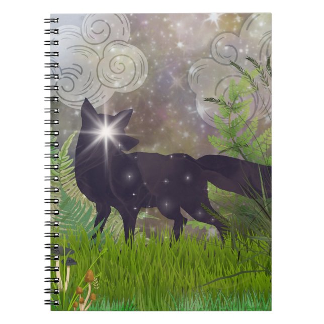 Ein Smattering der Sterne: Celestial Fox Notebook Notizblock (Vorderseite)