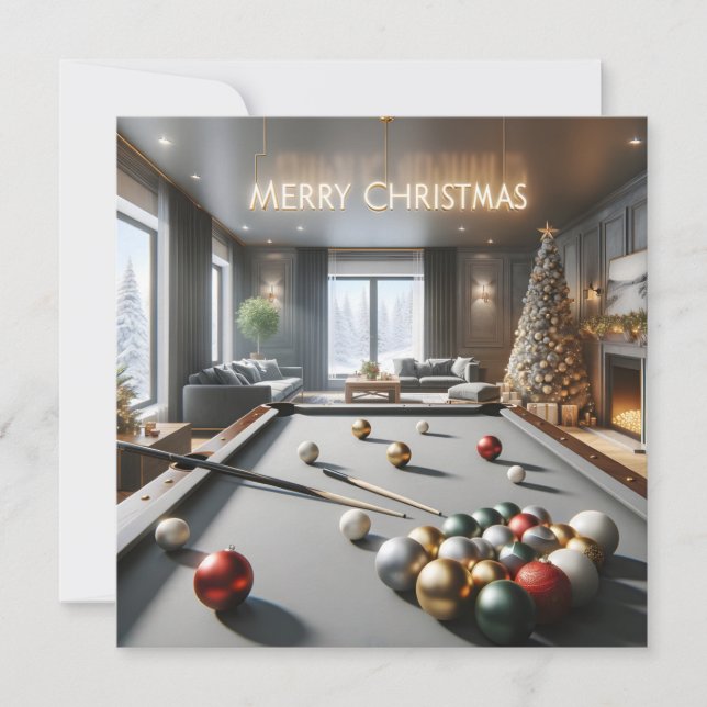 Ein Snooker Weihnachtsgenuss Feiertagskarte (Vorderseite)