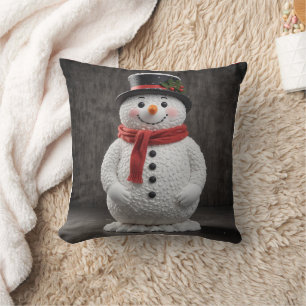 EIN SNOWMAN IN EINEM SCHWARZHAFEN KISSEN