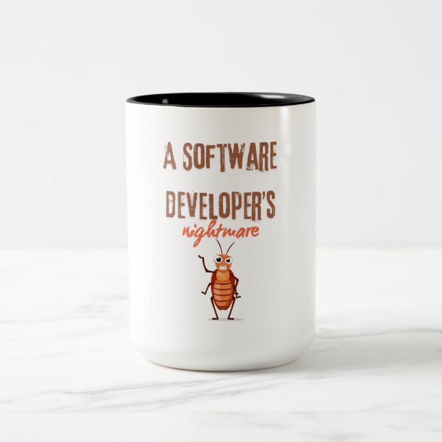 Ein Software-Entwickler-Albtraum lustig Zweifarbige Tasse (Mittel)