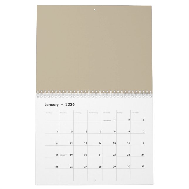 Ein solider brauner Hintergrund mit einem glatten, Kalender (Jan 2026)