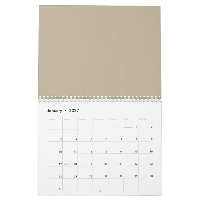 Ein solider brauner Hintergrund mit einem glatten, Kalender (Jan 2027)