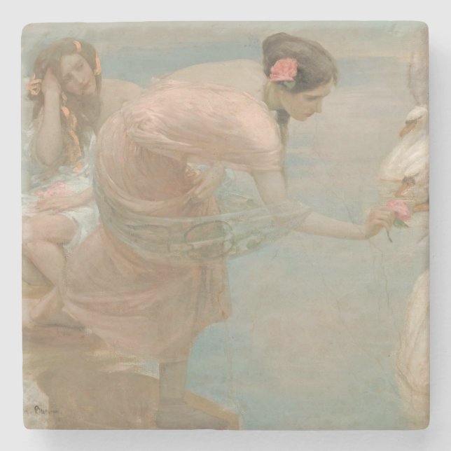 Ein Sommermorgen von Rupert Bunny (1897) Steinuntersetzer (Vorderseite)