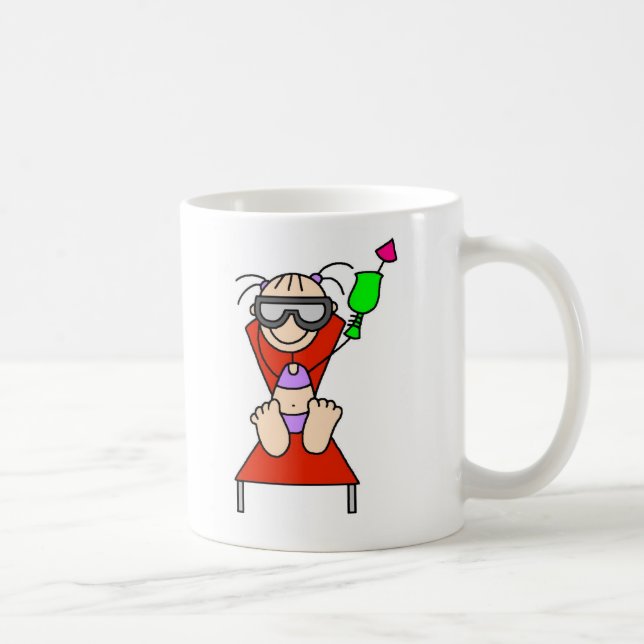 Ein Sonnenbad nehmende Strichmännchen-Tasse Kaffeetasse (Rechts)