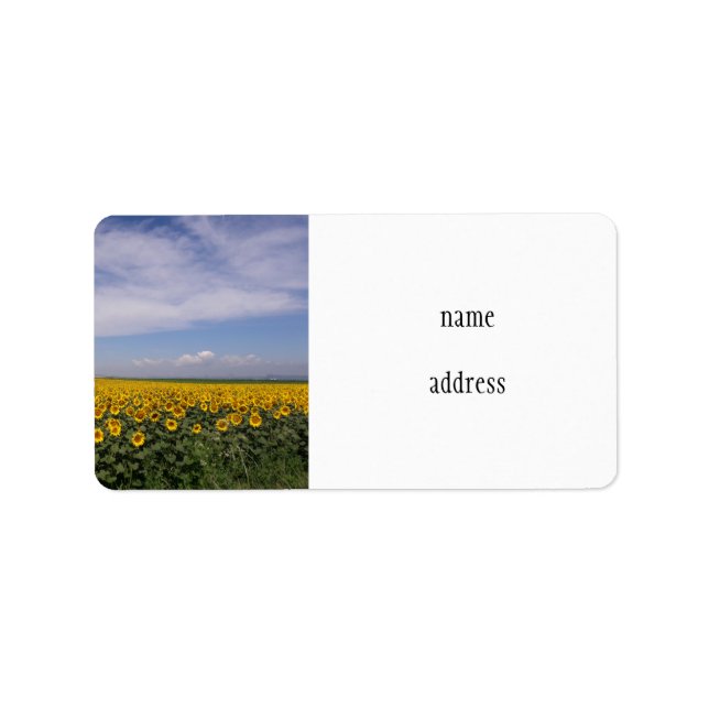 Ein sonniges Sonnenblumenfeld Adressaufkleber (Vorne)