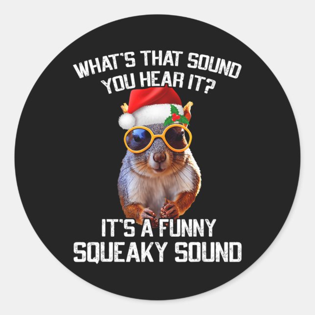 Ein Spaß Squeaky Sound Weihnachts Eichhörnchen Xma Runder Aufkleber (Vorderseite)