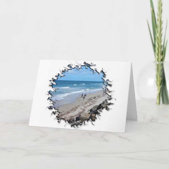 Ein Spaziergang auf der Beach Birthday Card Karte (Vorderseite)