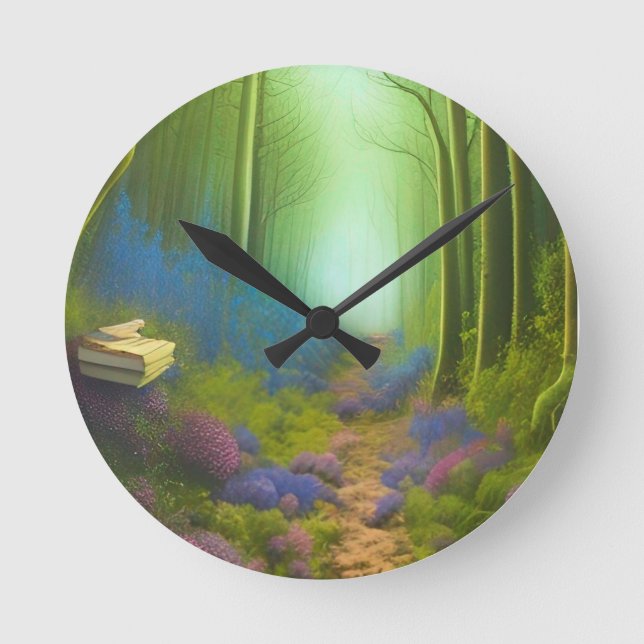 Ein Spaziergang durch den verzauberten Wald Runde Wanduhr (Vorderseite)