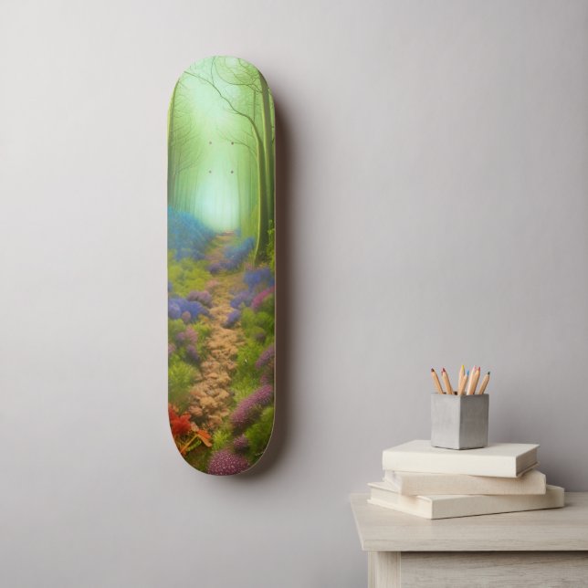 Ein Spaziergang durch den verzauberten Wald Skateboard (Wandkunst)