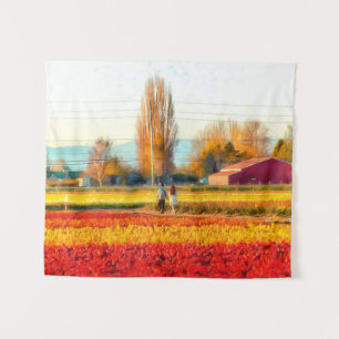 Ein Spaziergang durch Gold und rote Felsen Wandteppich