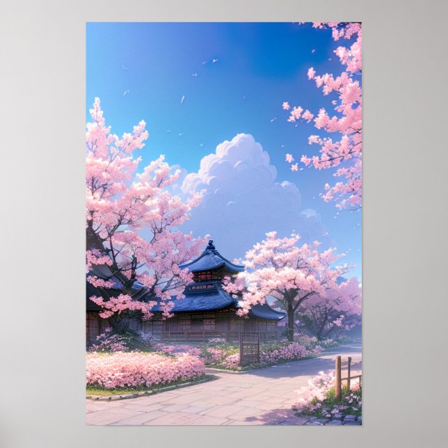 Ein Spaziergang im Freien, Kirschblüten und Schönh Poster (Vorne)