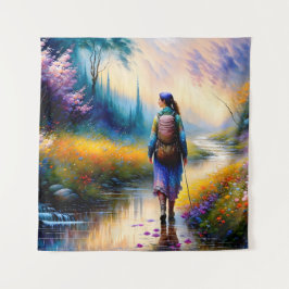 Ein Spaziergang in der Holzkunst Wandteppich